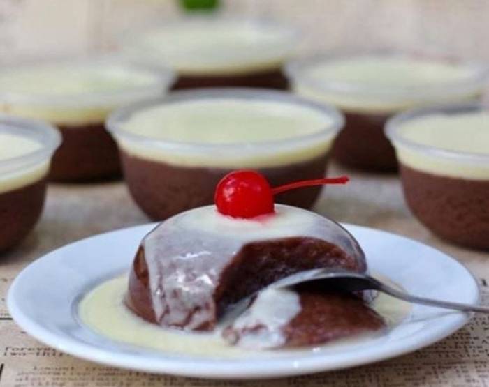 Kuliner indonesia pudding coklat polkadot