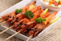 Sate udang bakar madu saus